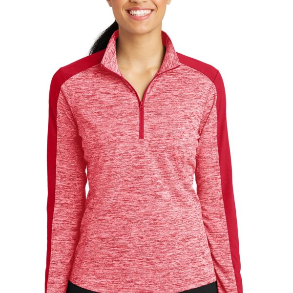 Women's PosiCharge ® Electric Heather Colorblock 1/4 Zip Pullover Thumbnail